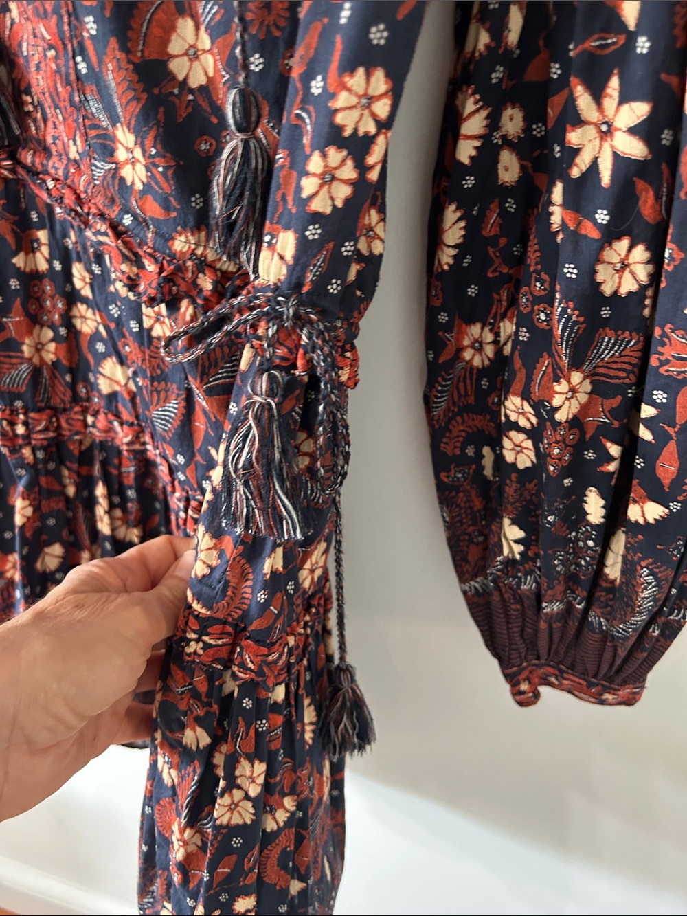 Ulla Johnson Marigold Dress Floral Mini Bohemian Tassel Tiered Babydoll Size 4 - Picture 16 of 16